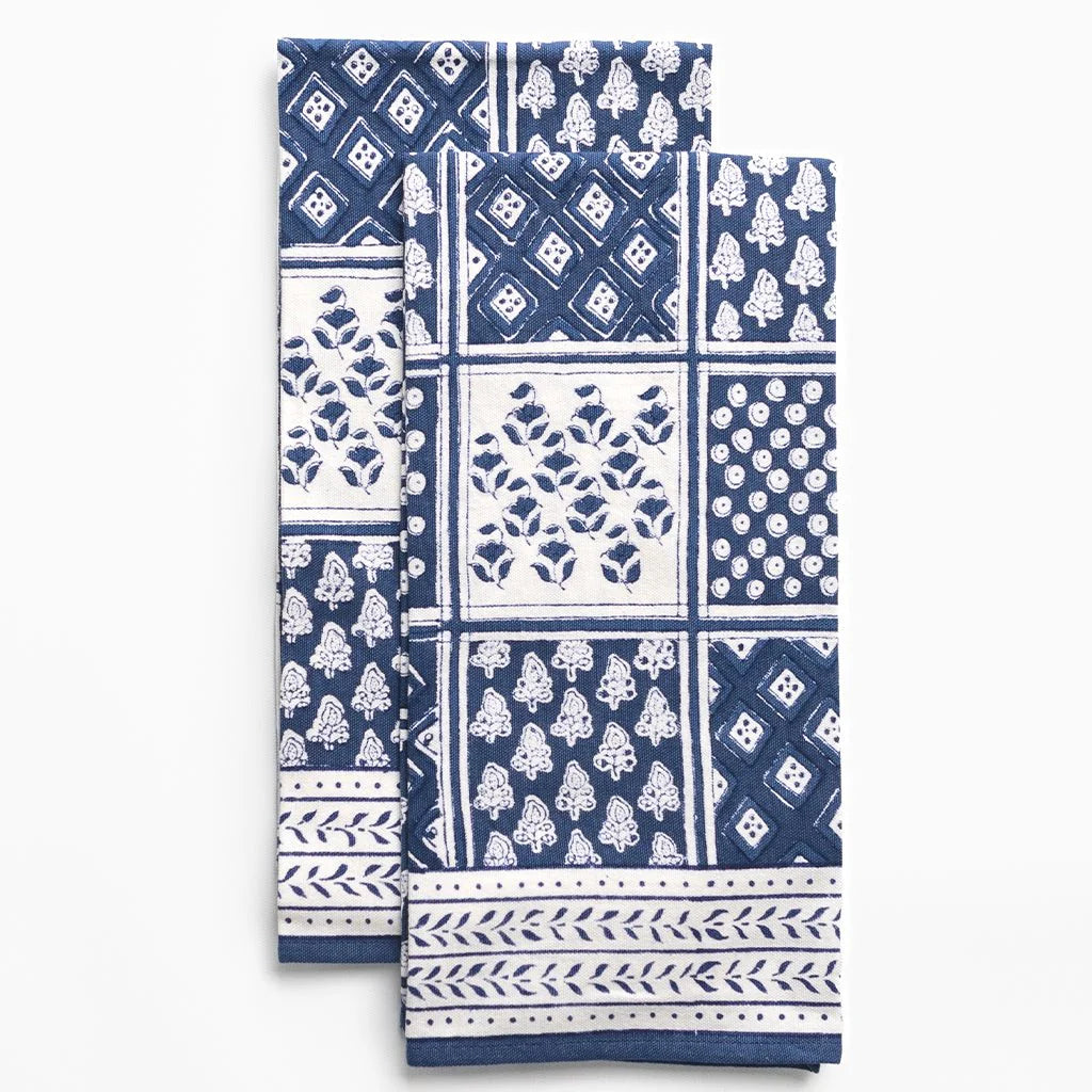 Pom Buti Patchwork Blue Tea Towel