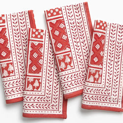 Pom Buti Patchwork Red Napkins Pomegranate