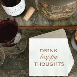 Drink Happy Thoughts Cloth-Like Cocktail Napkins Lined Design