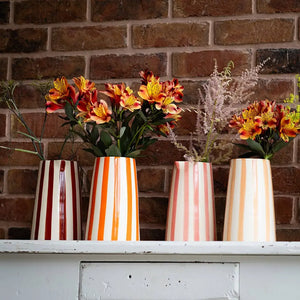 Contemporary Handmade and Painted Jug in Candy Stripe: Paprika Musango