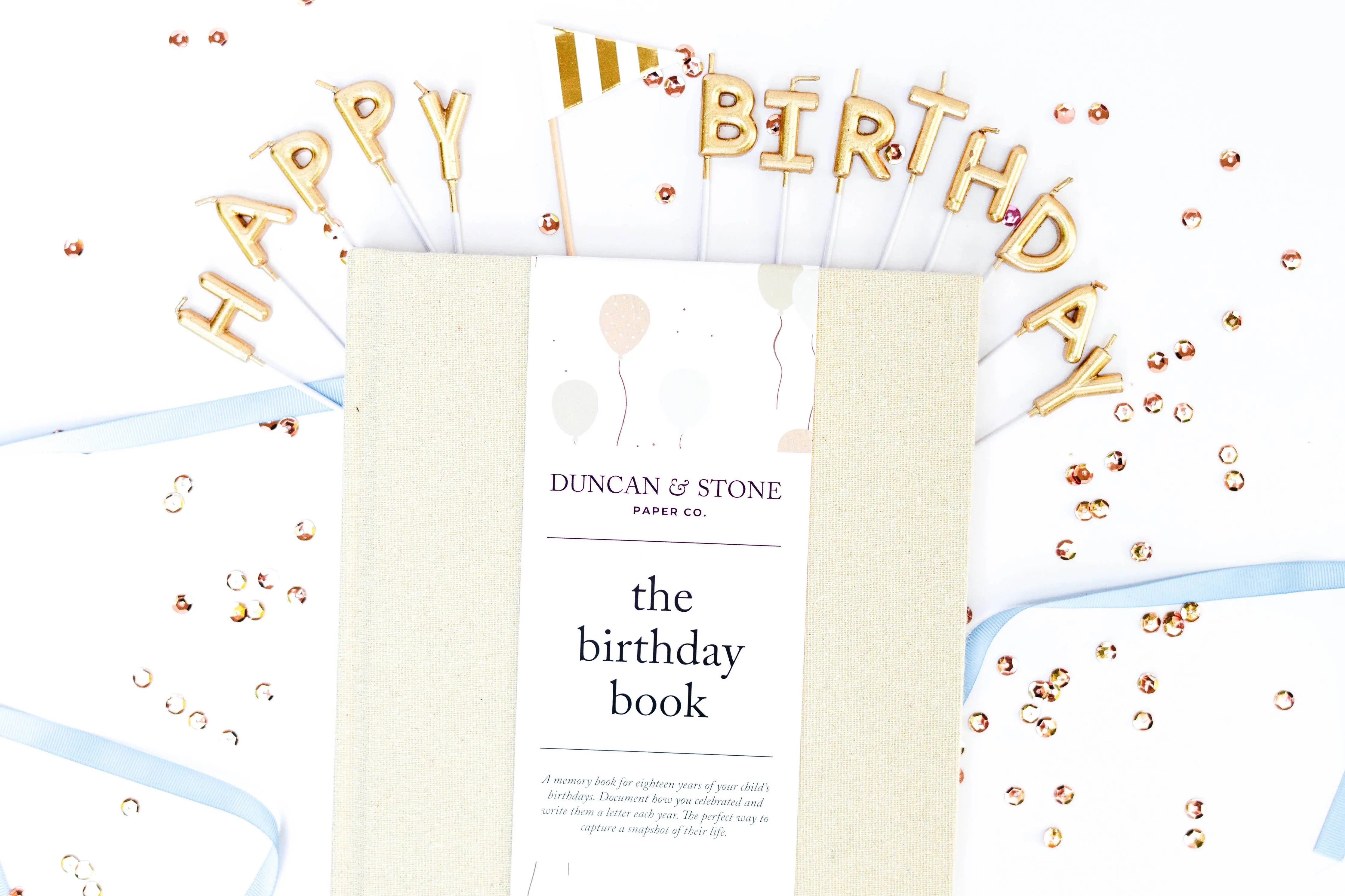 Birthday Memory Book – Birthday Guest Book w/Gold Duncan & Stone Paper Co.