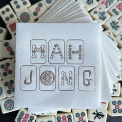 Mahjong Cloth-Like Cocktail Napkins Lined Design