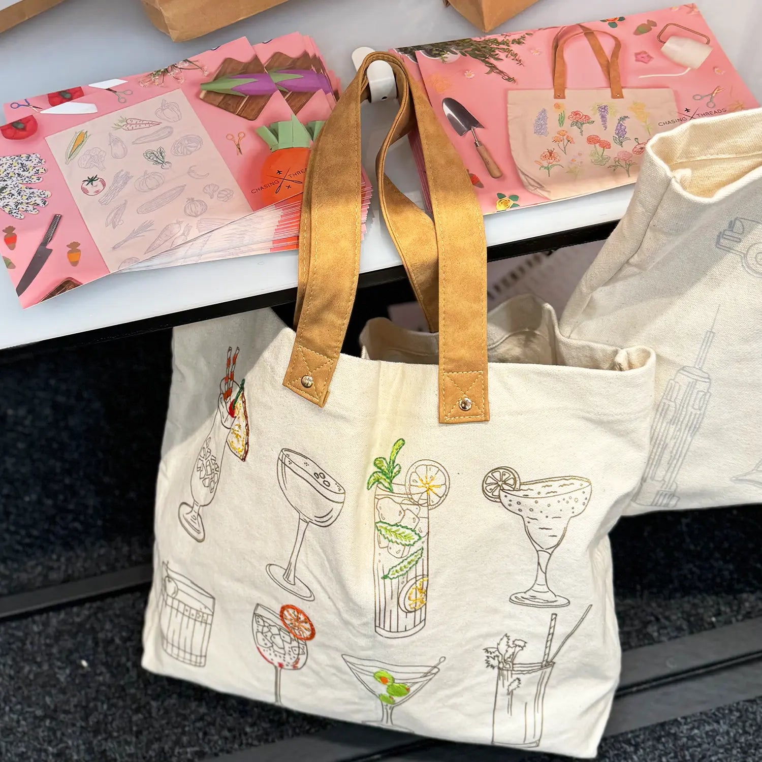 Stitch Your Cocktails Tote Bag Chasing Threads