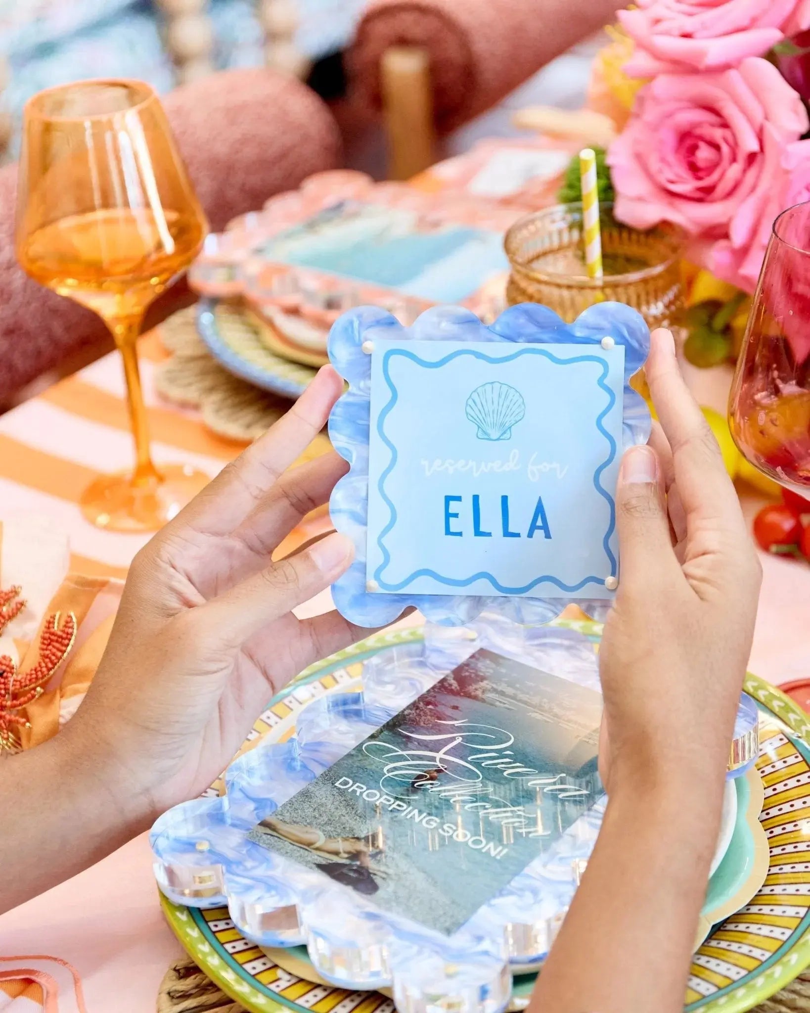 Blue Marbled Acrylic Picture Frame Tart By Taylor