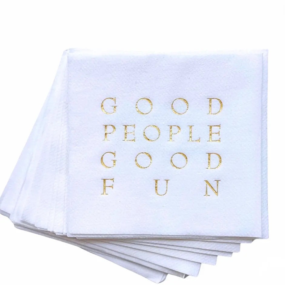 Good People Good Fun Cloth-Like Cocktail Napkins Lined Design