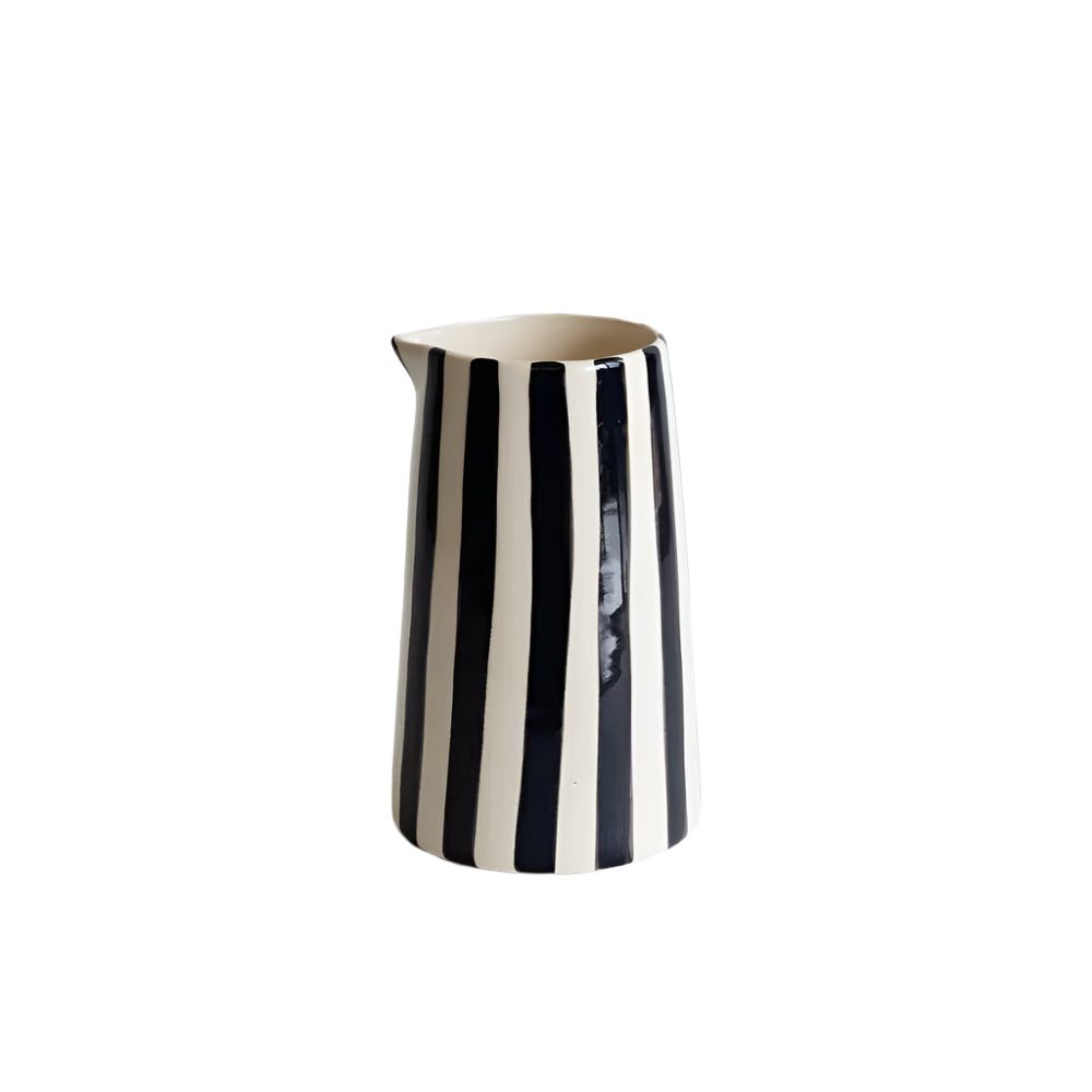 Contemporary Handmade and Painted Jug in Candy Stripe: Graphite Musango