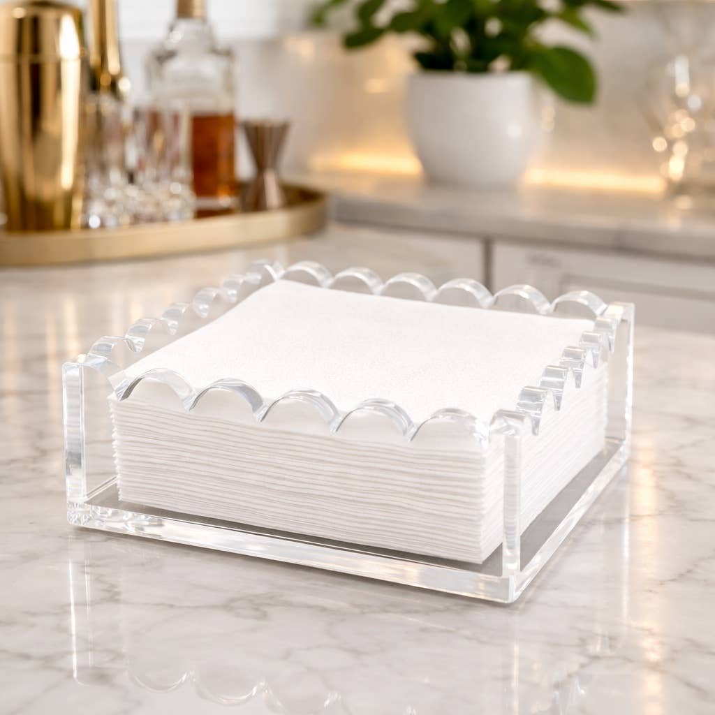 Scalloped Acrylic Cocktail Napkin Holder