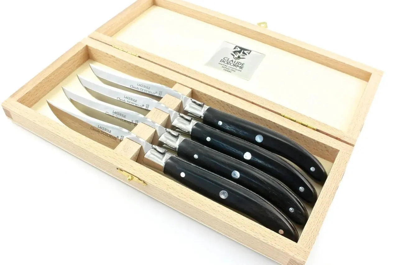 Claude Dozorme Box of 4 Laguiole Knives in Black Claude Dozorme