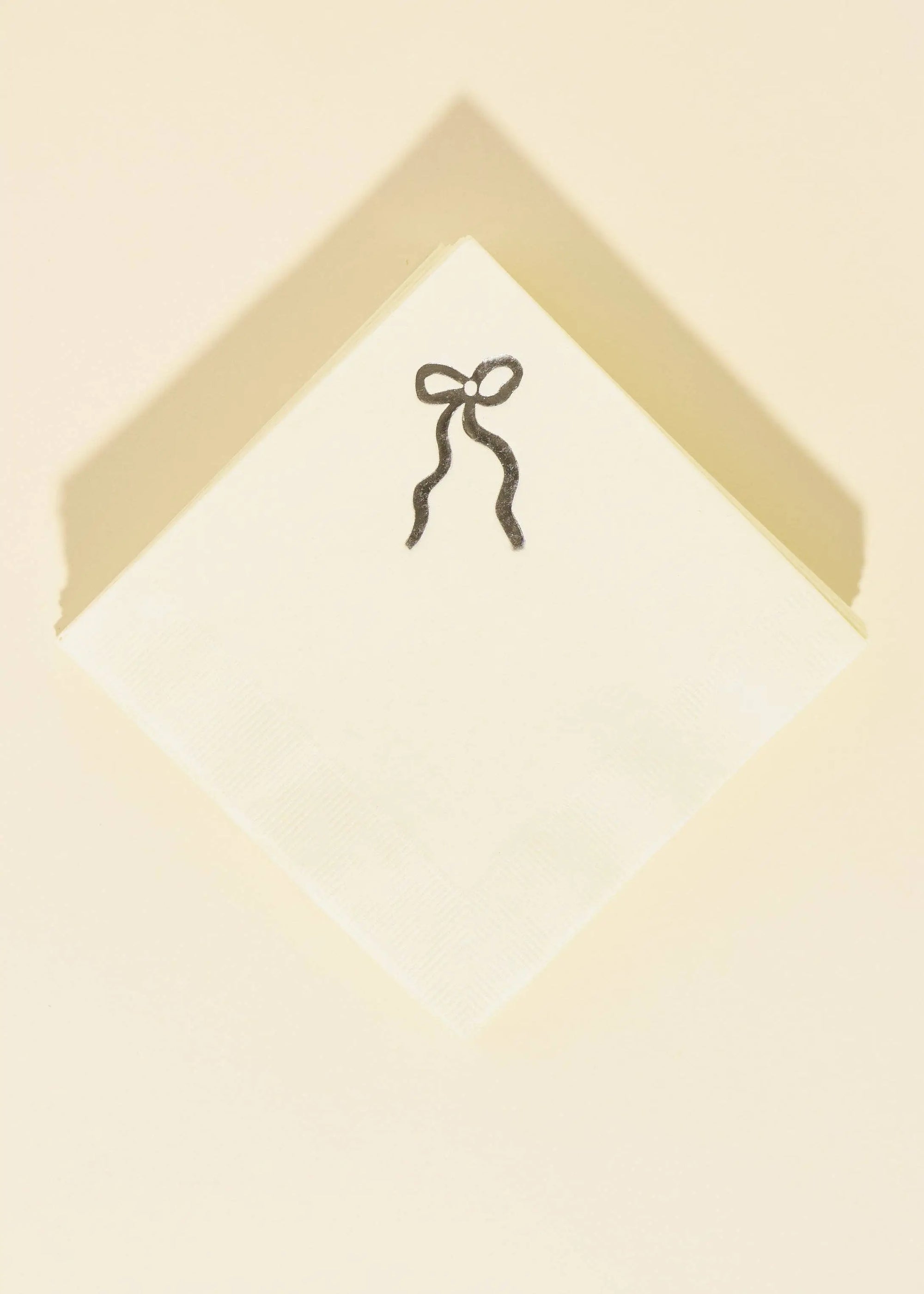 Winter Coquette Silver Bow Cocktail Paper Beverage Napkin - Set of 20 One & Only Paper