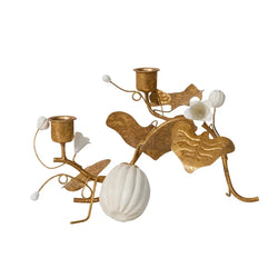 Juliska Forest Walk Pumpkin & Vine Double Candlestick Holder - Gold Juliska