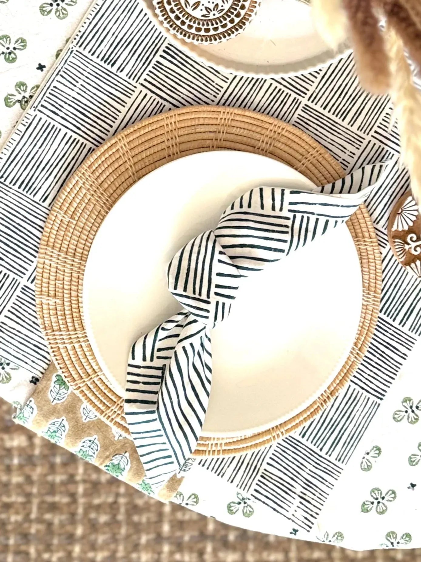 Striped Midnight Dinner Napkins - Home for Entertaining