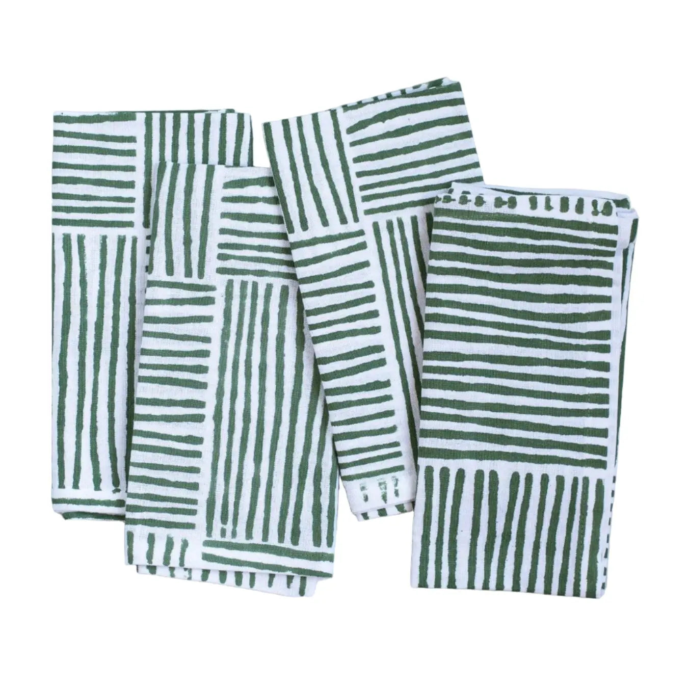 Striped Sage Dinner Napkins - Home for Entertaining