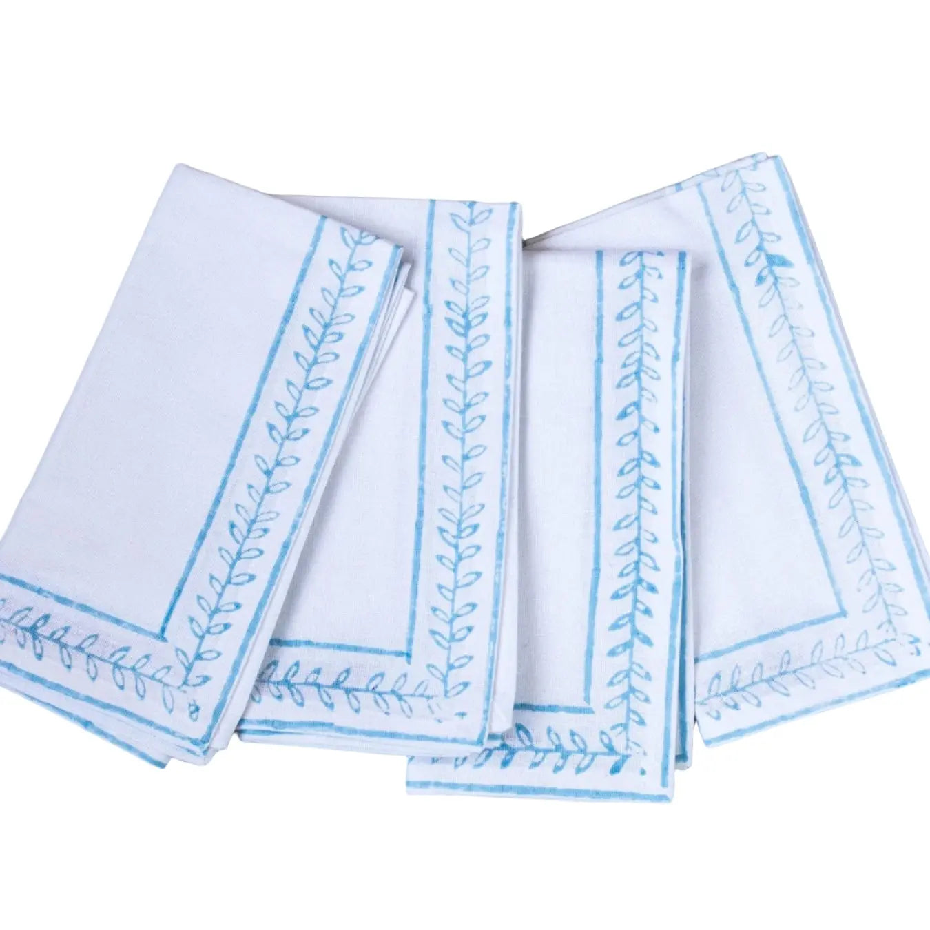 Vine Border Outline Uniform Blue Dinner Napkins - Home for Entertaining