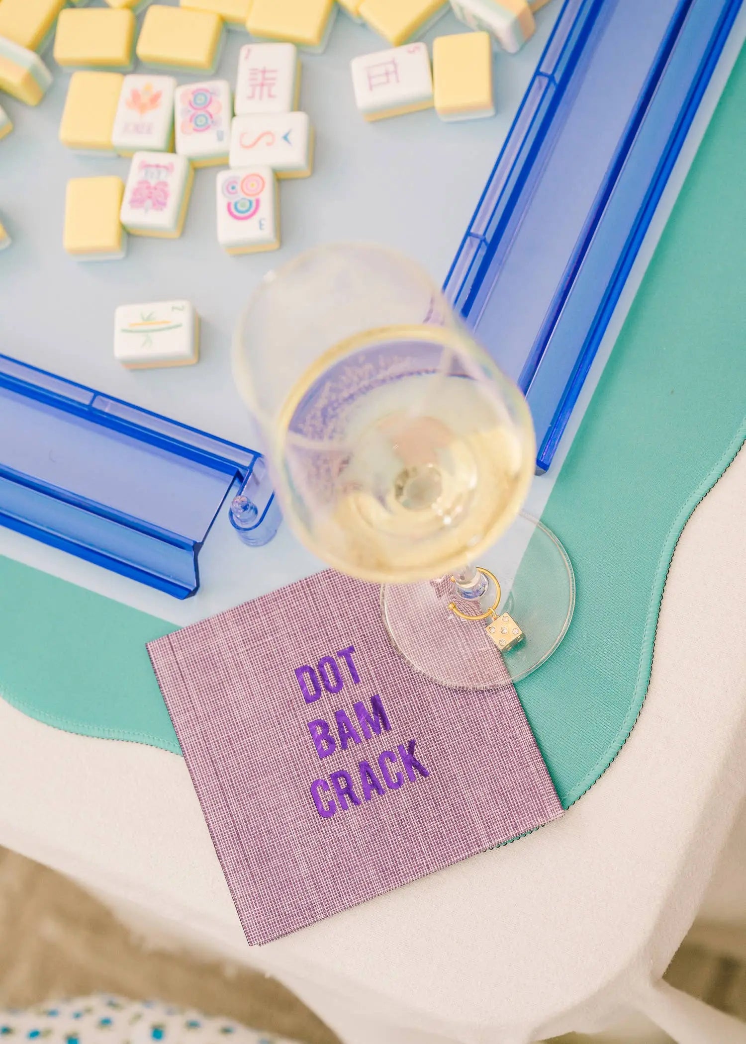 Dot Bam Crack Disposable Cocktail Napkins–Mahjong Game Night No Reservations