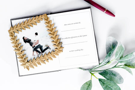Wedding Vow Books - Wedding Keepsake Book w/Gold Foil Linen: Off-White Duncan & Stone Paper Co.
