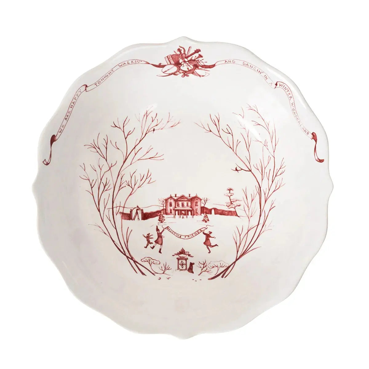 Country Estate Winter Frolic 11" Serving Bowl - Ruby Juliska
