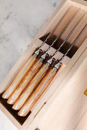 Claude Dozorme Box of 4 Laguiole Knives in Bee Olive Wood [Holiday Gifting Preorder] Claude Dozorme