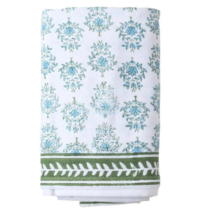 Lotus Sage + Uniform Blue Table Runner - Home for Entertaining