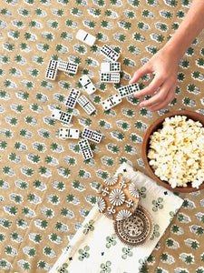 Poinsettia Midnight, Chai, + Sage Table Throw - Home for Entertaining