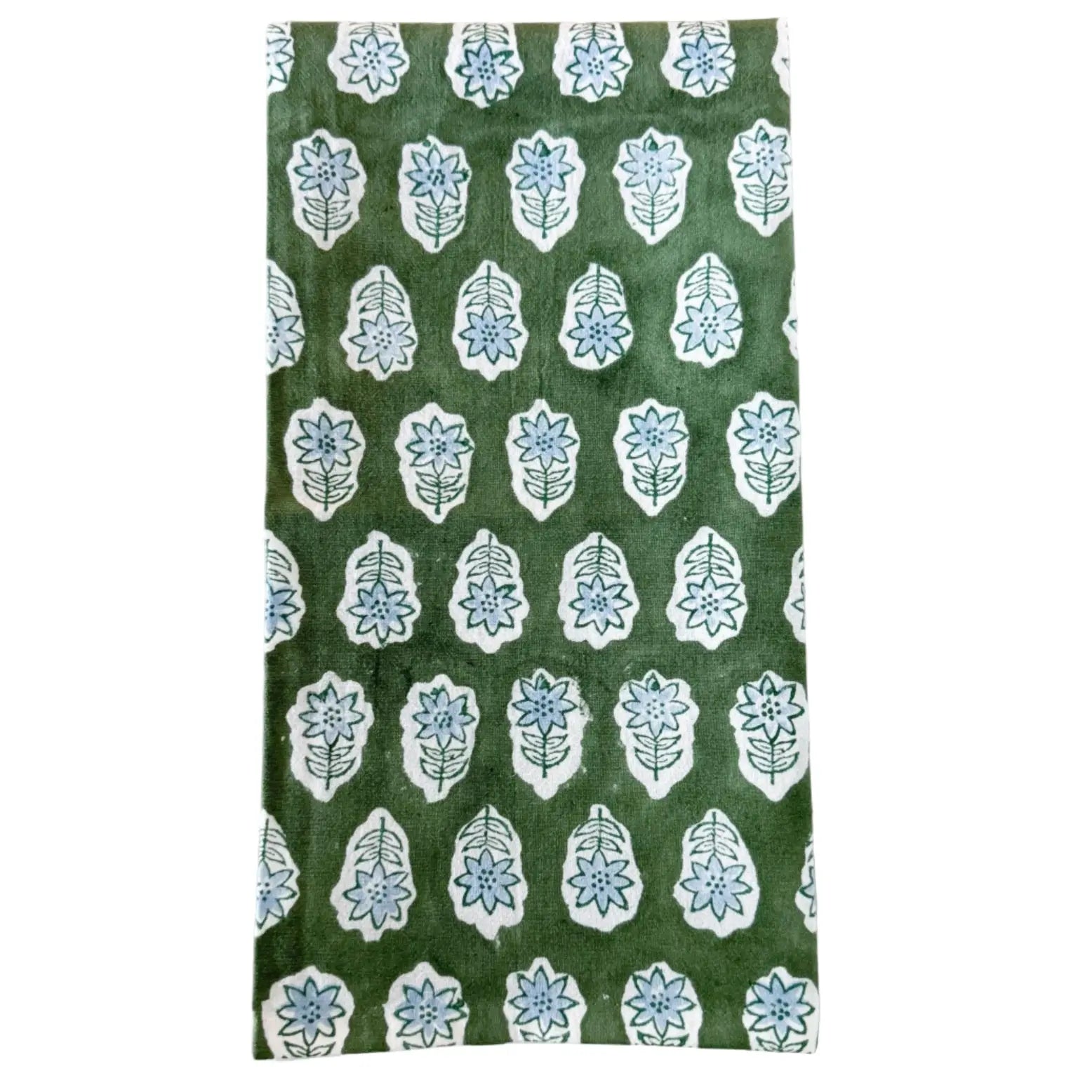 Poinsettia Sage + Uniform Blue Tea Towel - Home for Entertaining
