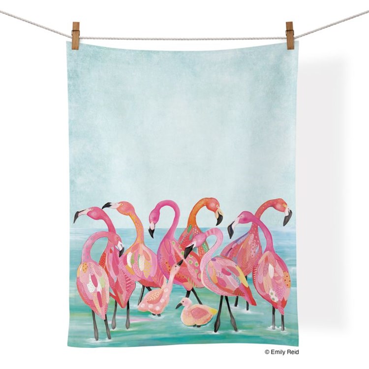 Flamingo Beach Tea Towel Werkshoppe