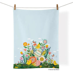 Easter Garden Tea Towel Werkshoppe easter eggs, spring flowers, chicks