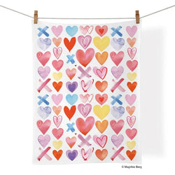 Extra Hearts Tea Towel Werkshoppe pastel hearts x and o